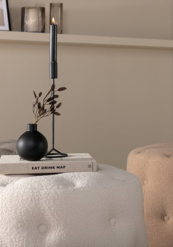 VENTURE DESIGN Benjamin puf, rund - hvid bamsestof (55)