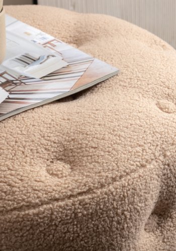 VENTURE DESIGN Benjamin puf, rund - beige bamsestof (55)