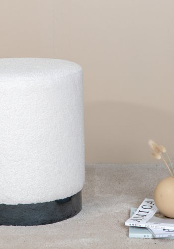 VENTURE DESIGN Benji puf, cylinder - hvid bamsestof polyester og sort stl (35)