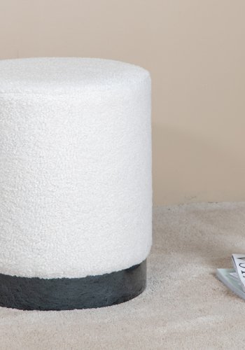 VENTURE DESIGN Benji puf, cylinder - hvid bamsestof polyester og sort stl (35)