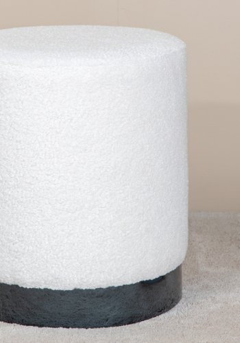 VENTURE DESIGN Benji puf, cylinder - hvid bamsestof polyester og sort stl (35)