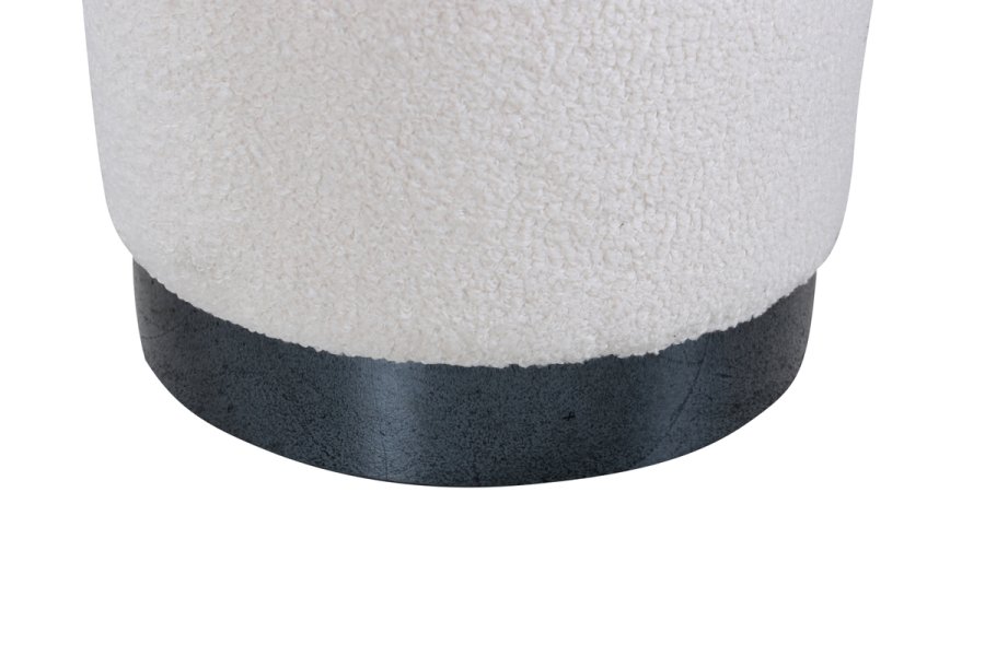 VENTURE DESIGN Benji puf, cylinder - hvid bamsestof polyester og sort stl (35)