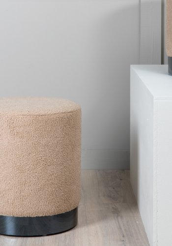 VENTURE DESIGN Benji puf, cylinder - beige bamsestof polyester og sort stl (35)