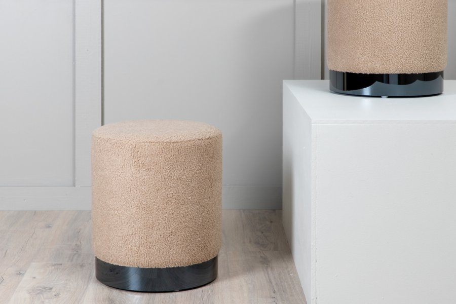 VENTURE DESIGN Benji puf, cylinder - beige bamsestof polyester og sort stl (35)