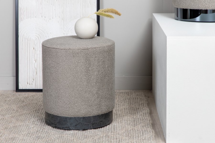 VENTURE DESIGN Benji puf, cylinder - gr bamsestof polyester og sort stl (35)