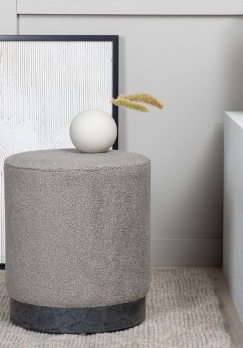 VENTURE DESIGN Benji puf, cylinder - gr bamsestof polyester og sort stl (35)