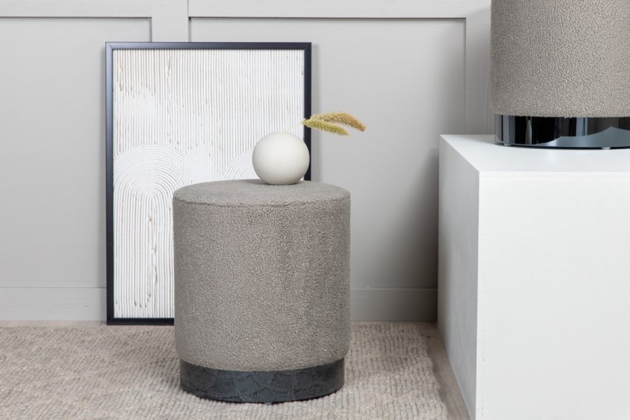 VENTURE DESIGN Benji puf, cylinder - gr bamsestof polyester og sort stl (35)