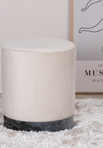 VENTURE DESIGN Benji puf, cylinder - beige fljl og sort stl (35)