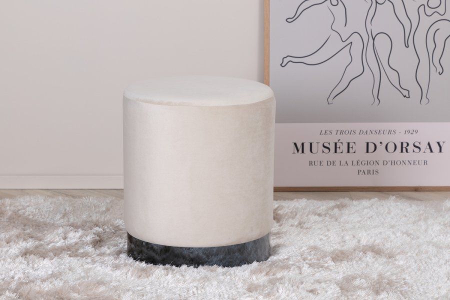 VENTURE DESIGN Benji puf, cylinder - beige fljl og sort stl (35)