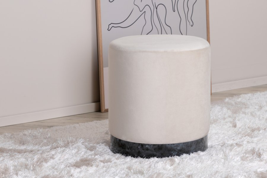 VENTURE DESIGN Benji puf, cylinder - beige fljl og sort stl (35)