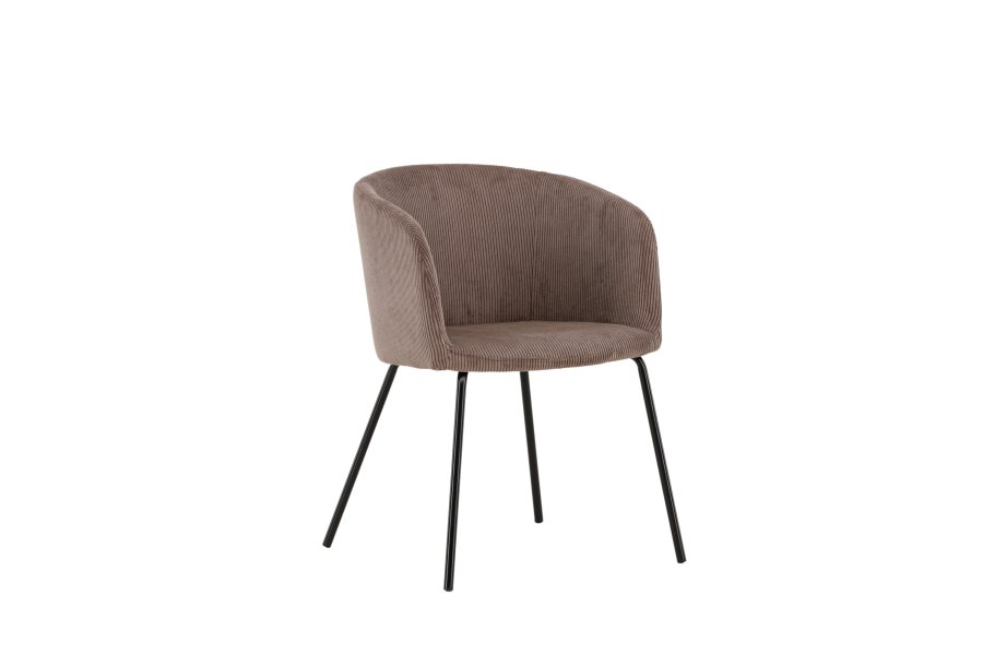 VENTURE DESIGN Berit spisebordsstol, m. armln - brun polyester fljl og sort stl