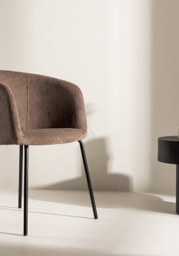 VENTURE DESIGN Berit spisebordsstol, m. armln - brun polyester fljl og sort stl