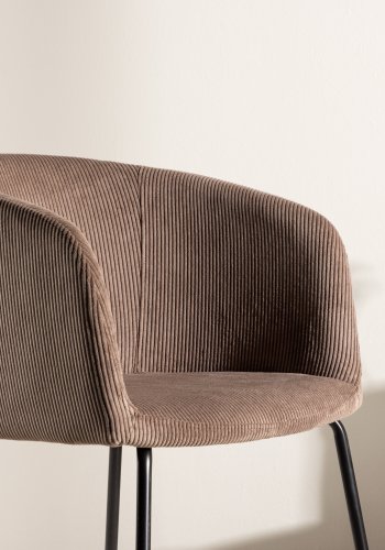 VENTURE DESIGN Berit spisebordsstol, m. armln - brun polyester fljl og sort stl