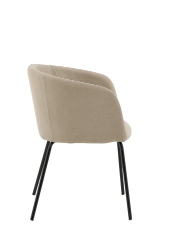 VENTURE DESIGN Berit spisebordsstol, m. armln - beige polyesterhr og sort stl