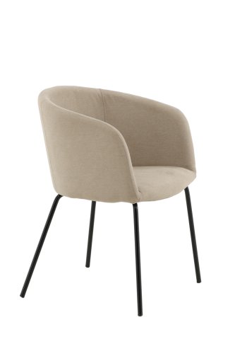 VENTURE DESIGN Berit spisebordsstol, m. armln - beige polyesterhr og sort stl