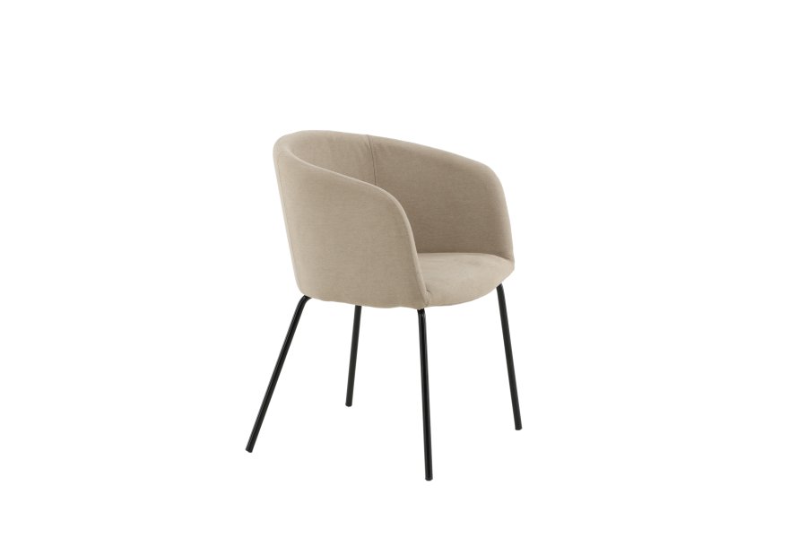 VENTURE DESIGN Berit spisebordsstol, m. armln - beige polyesterhr og sort stl