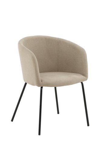 VENTURE DESIGN Berit spisebordsstol, m. armln - beige polyesterhr og sort stl