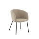 VENTURE DESIGN Berit spisebordsstol, m. armln - beige polyesterhr og sort stl
