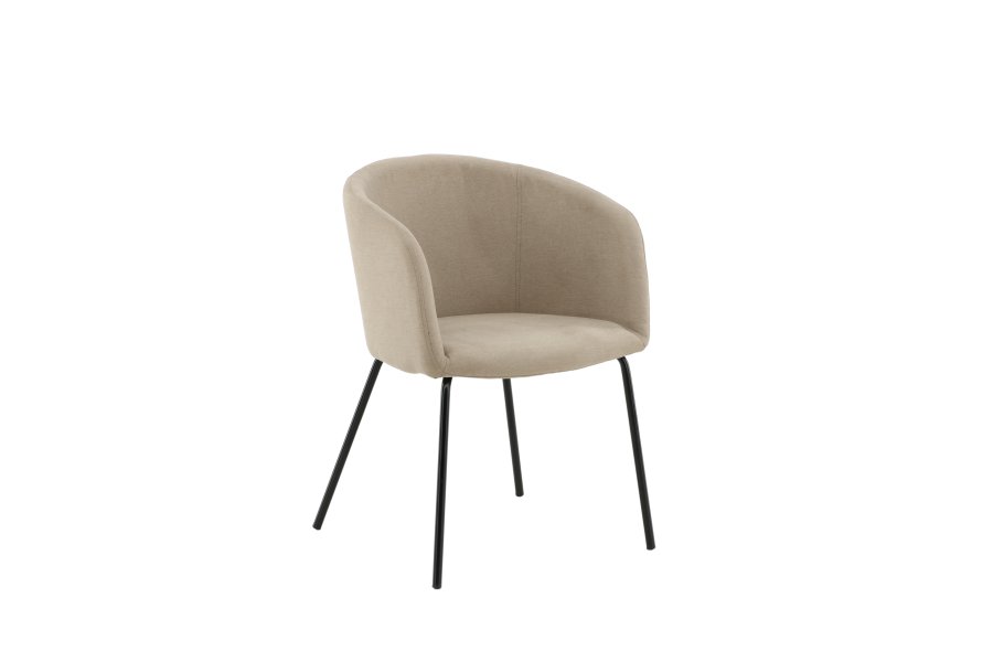 VENTURE DESIGN Berit spisebordsstol, m. armln - beige polyesterhr og sort stl