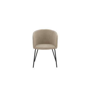 VENTURE DESIGN Berit spisebordsstol, m. armln - beige polyesterhr og sort stl