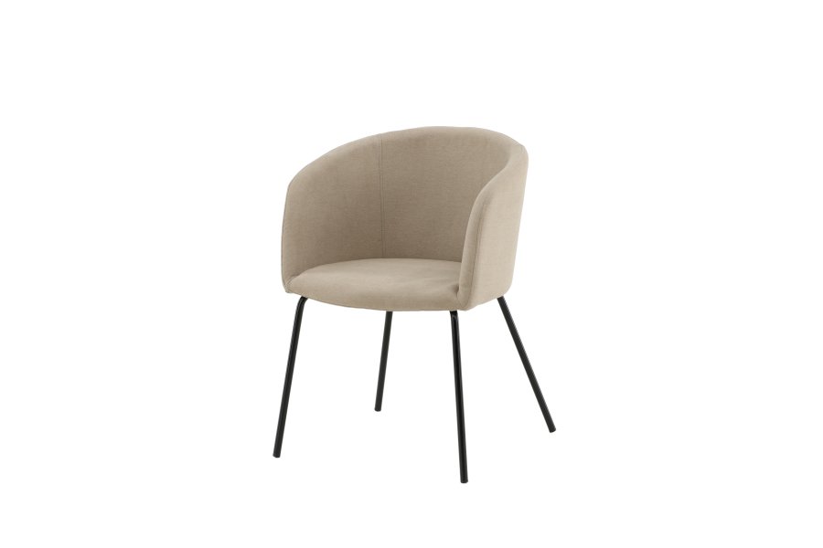 VENTURE DESIGN Berit spisebordsstol, m. armln - beige polyesterhr og sort stl