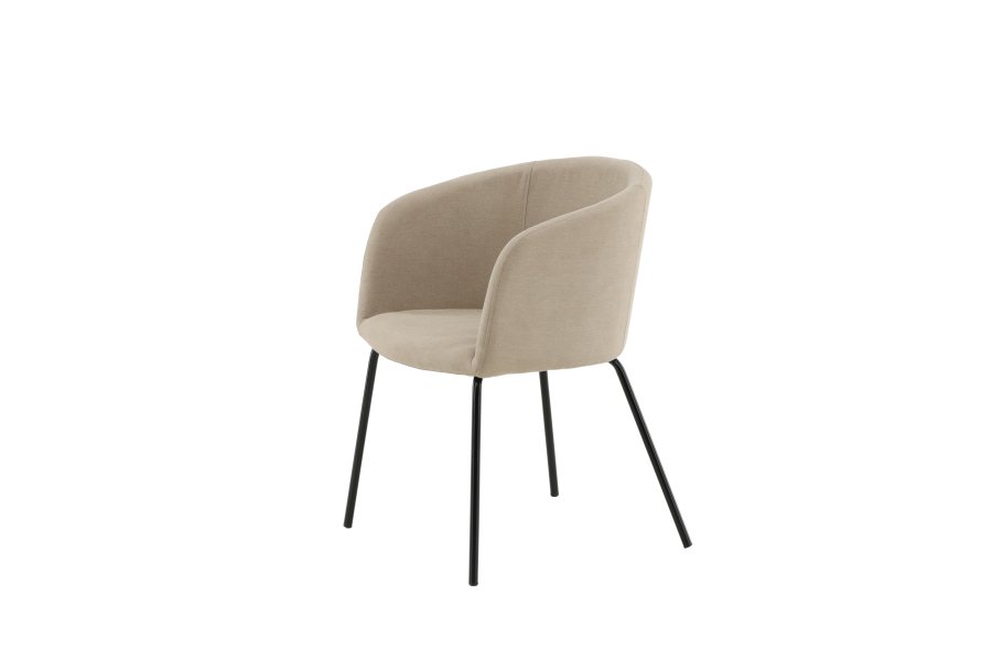 VENTURE DESIGN Berit spisebordsstol, m. armln - beige polyesterhr og sort stl