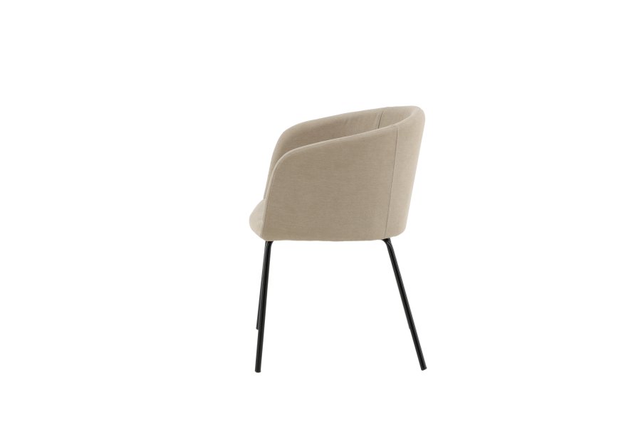 VENTURE DESIGN Berit spisebordsstol, m. armln - beige polyesterhr og sort stl