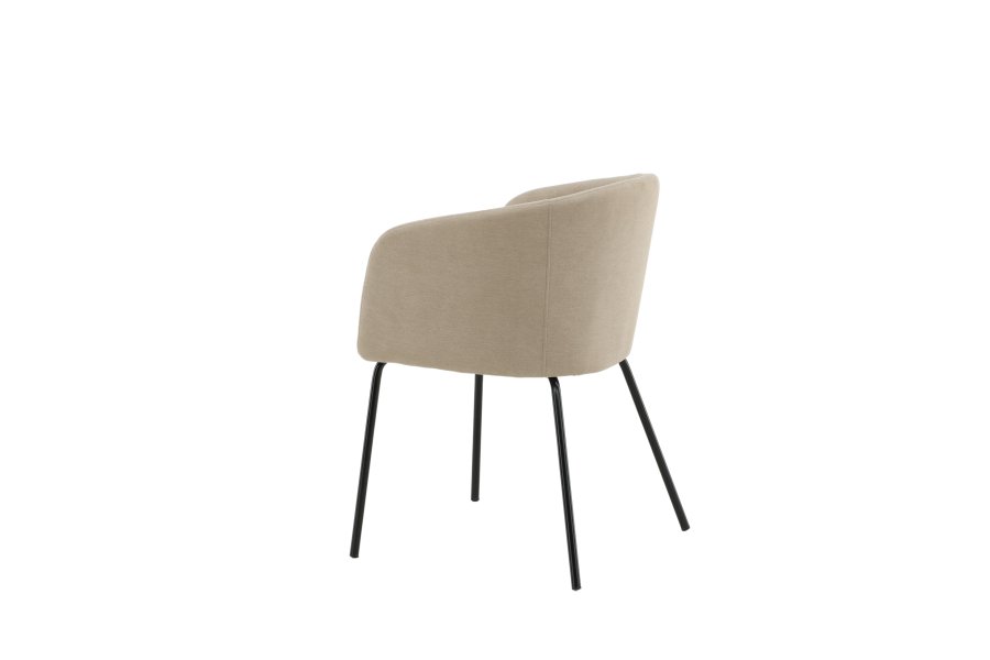 VENTURE DESIGN Berit spisebordsstol, m. armln - beige polyesterhr og sort stl