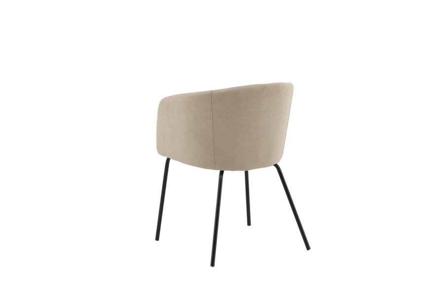 VENTURE DESIGN Berit spisebordsstol, m. armln - beige polyesterhr og sort stl