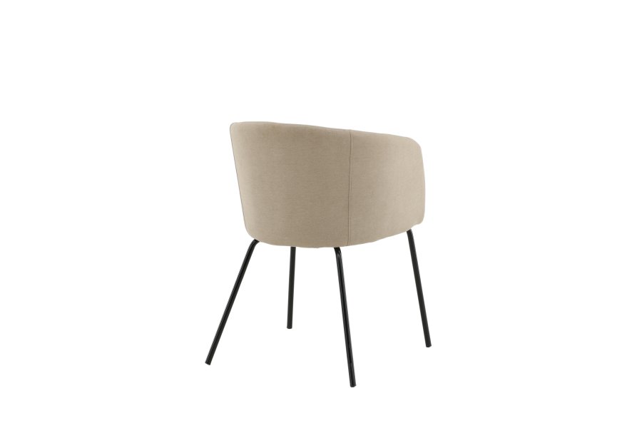 VENTURE DESIGN Berit spisebordsstol, m. armln - beige polyesterhr og sort stl