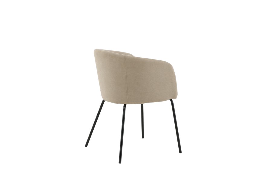 VENTURE DESIGN Berit spisebordsstol, m. armln - beige polyesterhr og sort stl