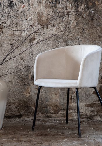 VENTURE DESIGN Berit spisebordsstol, m. armln - beige fljl og sort stl