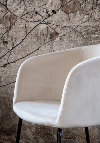 VENTURE DESIGN Berit spisebordsstol, m. armln - beige fljl og sort stl