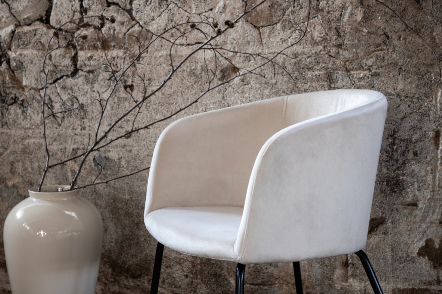 VENTURE DESIGN Berit spisebordsstol, m. armln - beige fljl og sort stl