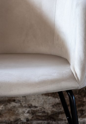 VENTURE DESIGN Berit spisebordsstol, m. armln - beige fljl og sort stl