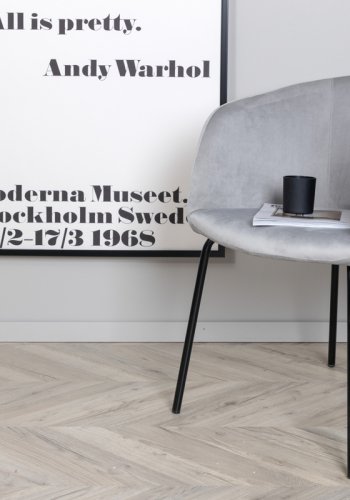 VENTURE DESIGN Berit spisebordsstol, m. armln - lysegr fljl og sort stl