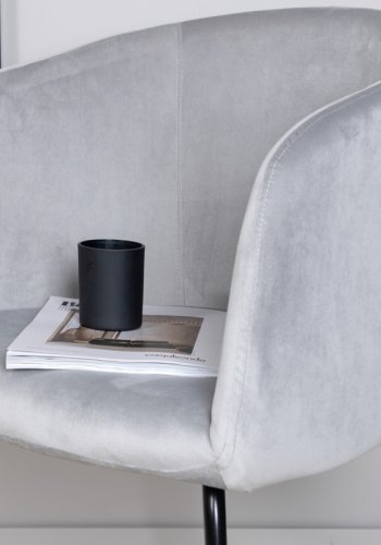 VENTURE DESIGN Berit spisebordsstol, m. armln - lysegr fljl og sort stl