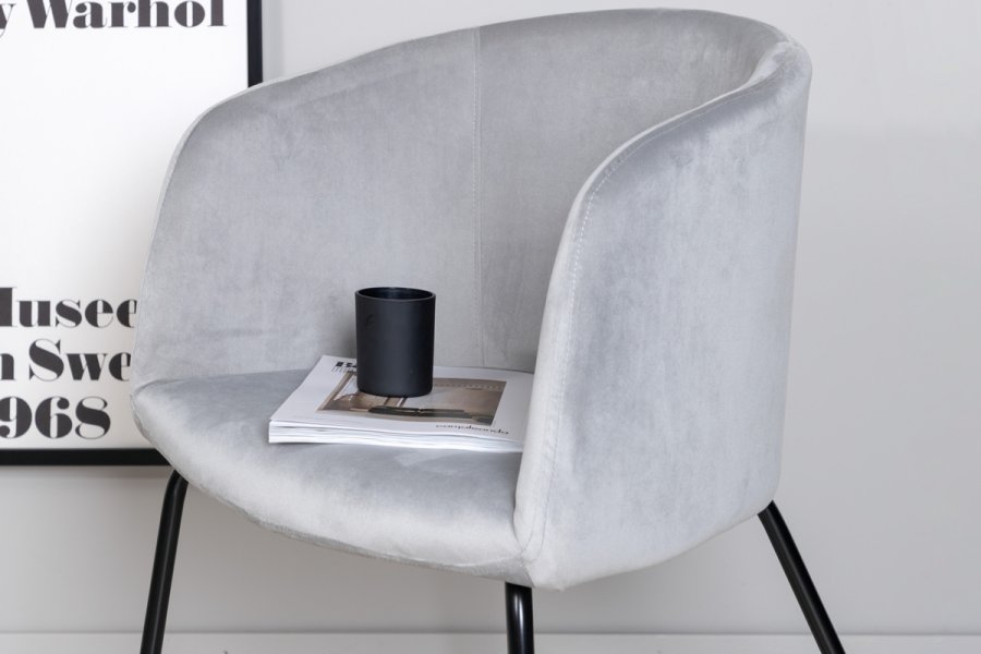 VENTURE DESIGN Berit spisebordsstol, m. armln - lysegr fljl og sort stl