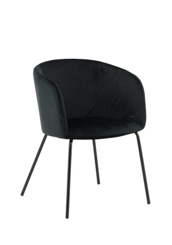 VENTURE DESIGN Berit spisebordsstol, m. armln - sort fljl og sort stl