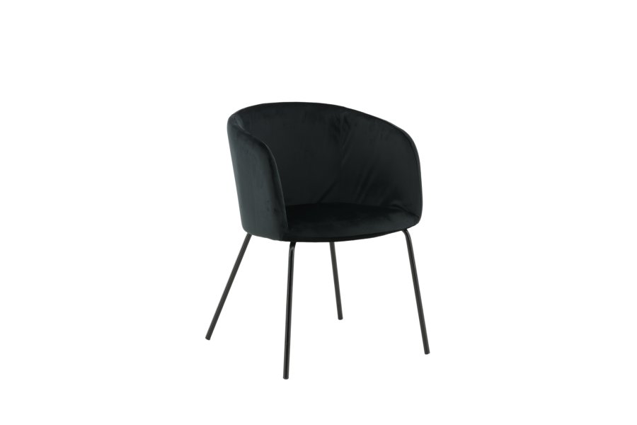 VENTURE DESIGN Berit spisebordsstol, m. armln - sort fljl og sort stl
