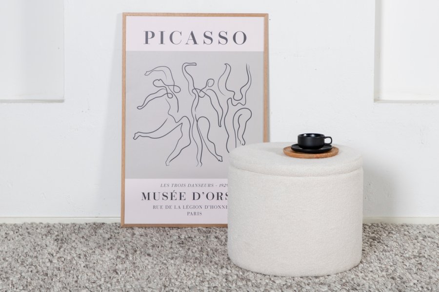 VENTURE DESIGN Dunken puf, m. opbevaring, cylinder - hvid bamsestof polyester (51)