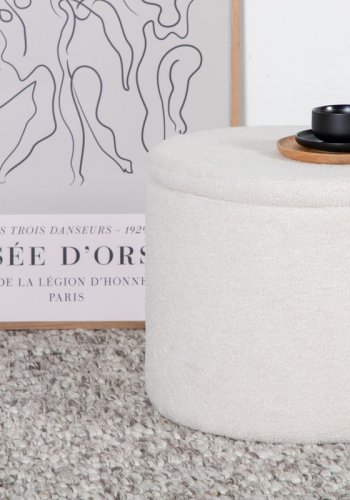 VENTURE DESIGN Dunken puf, m. opbevaring, cylinder - hvid bamsestof polyester (51)