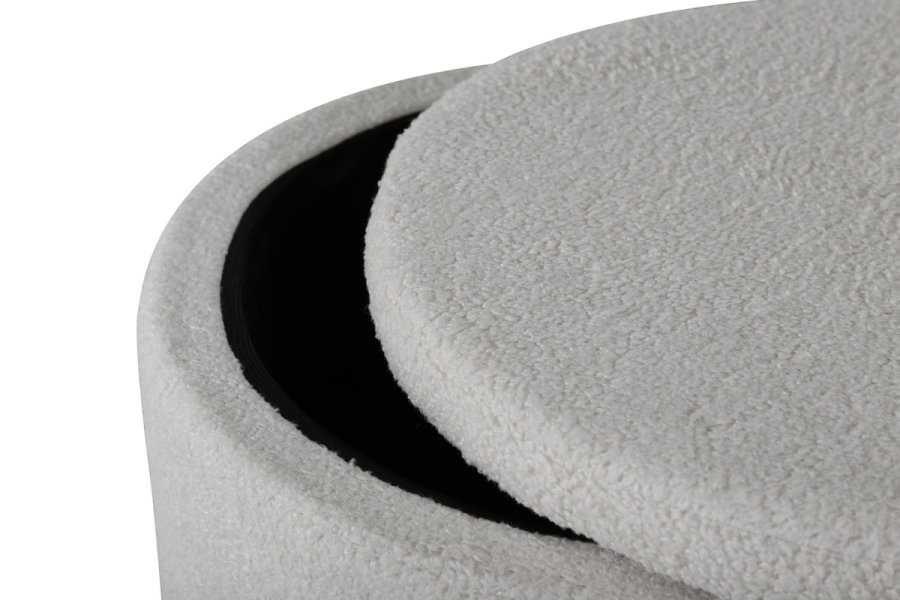 VENTURE DESIGN Dunken puf, m. opbevaring, cylinder - hvid bamsestof polyester (51)