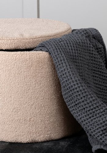 VENTURE DESIGN Dunken puf, m. opbevaring, cylinder - beige bamsestof polyester (51)