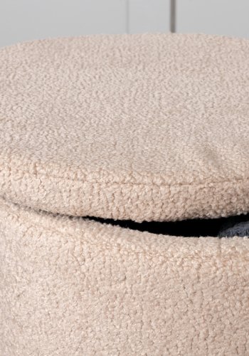 VENTURE DESIGN Dunken puf, m. opbevaring, cylinder - beige bamsestof polyester (51)