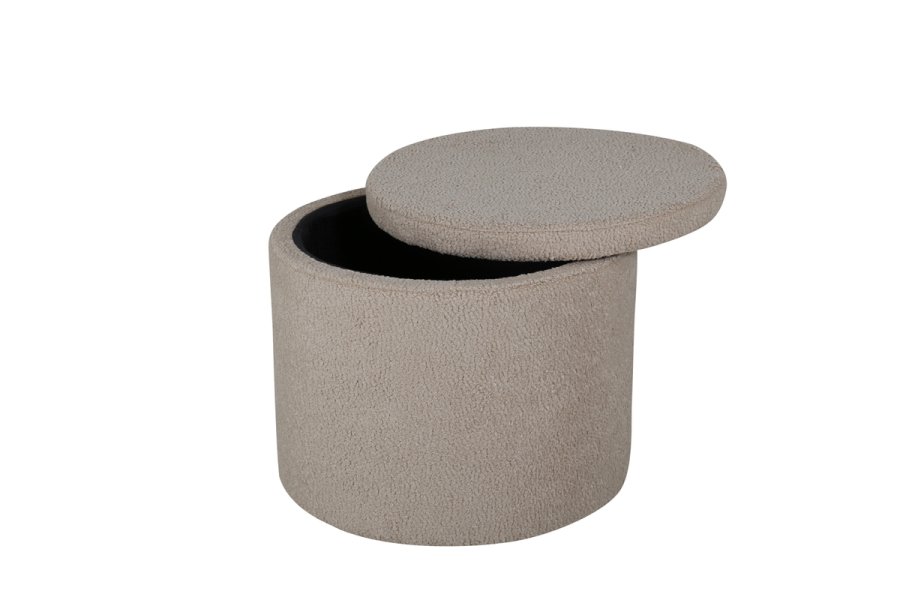 VENTURE DESIGN Dunken puf, m. opbevaring, cylinder - beige bamsestof polyester (51)