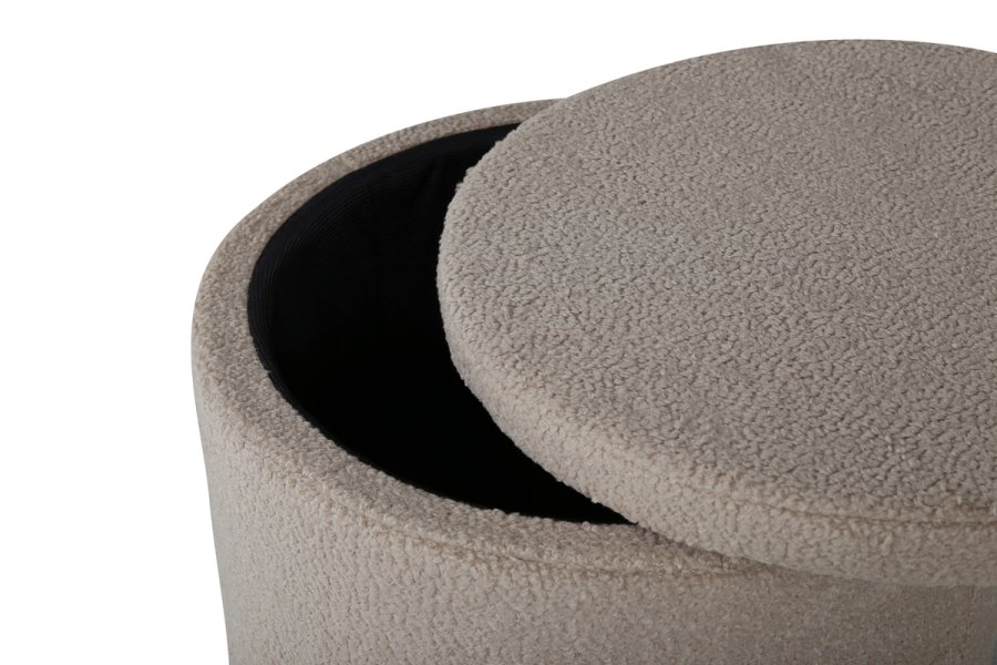 VENTURE DESIGN Dunken puf, m. opbevaring, cylinder - beige bamsestof polyester (51)
