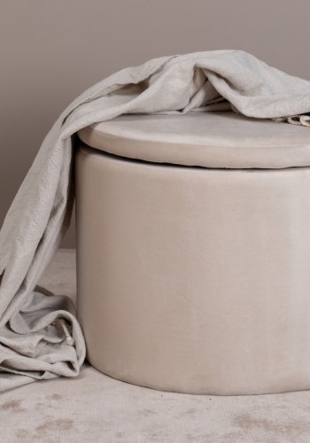 VENTURE DESIGN Dunken puf, m. opbevaring, cylinder - beige fljl (51)