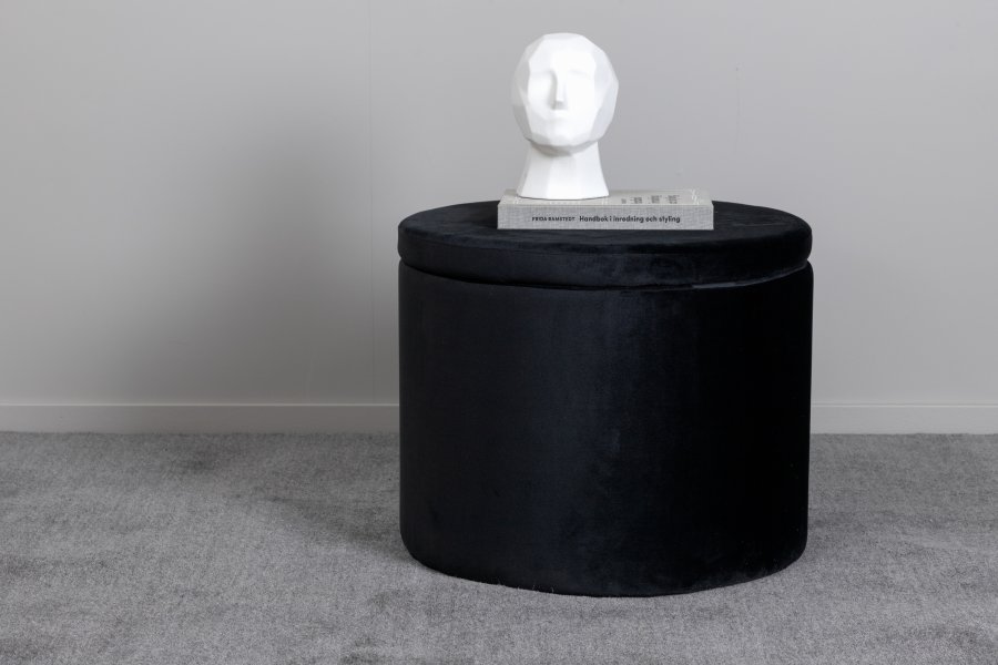VENTURE DESIGN Dunken puf, m. opbevaring, cylinder - sort fljl (51)