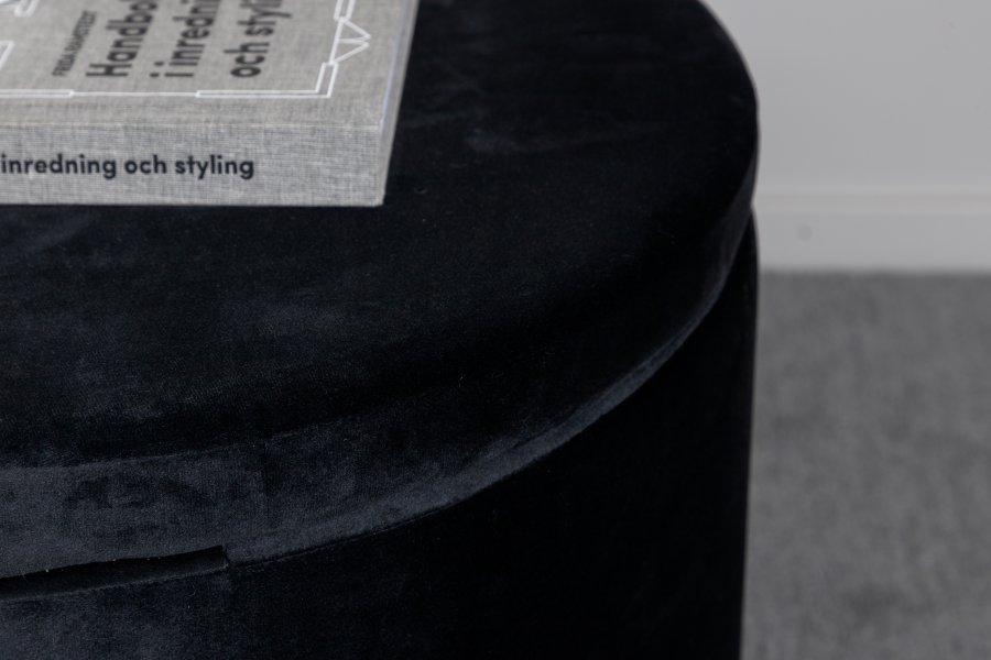 VENTURE DESIGN Dunken puf, m. opbevaring, cylinder - sort fljl (51)